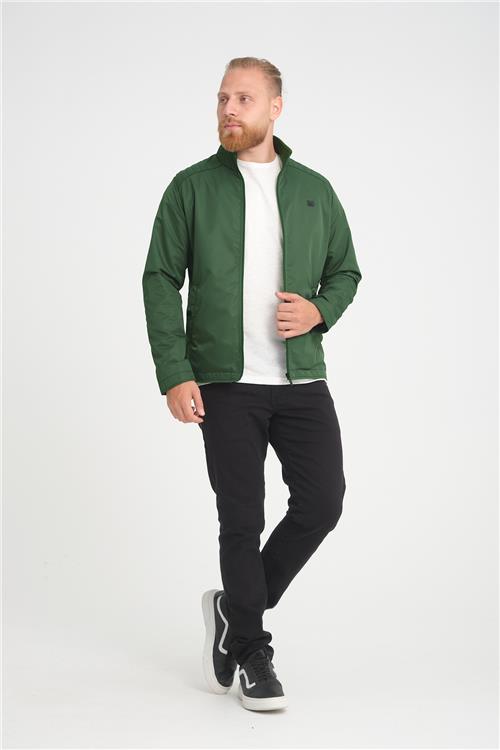 Wholesale Green Stand Collar Shoulder Detail Jersey Lined Spring Jacket