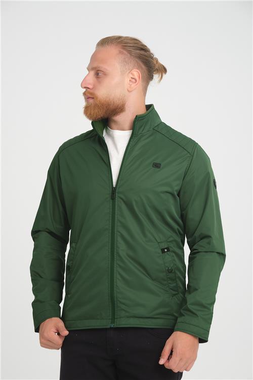 Wholesale Green Stand Collar Shoulder Detail Jersey Lined Spring Jacket