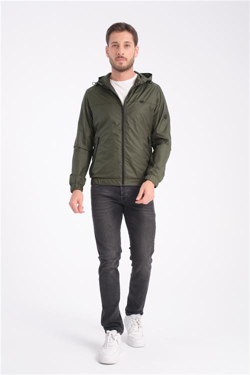 Wholesale Green Hooded Jersey Lined Spring Jacket