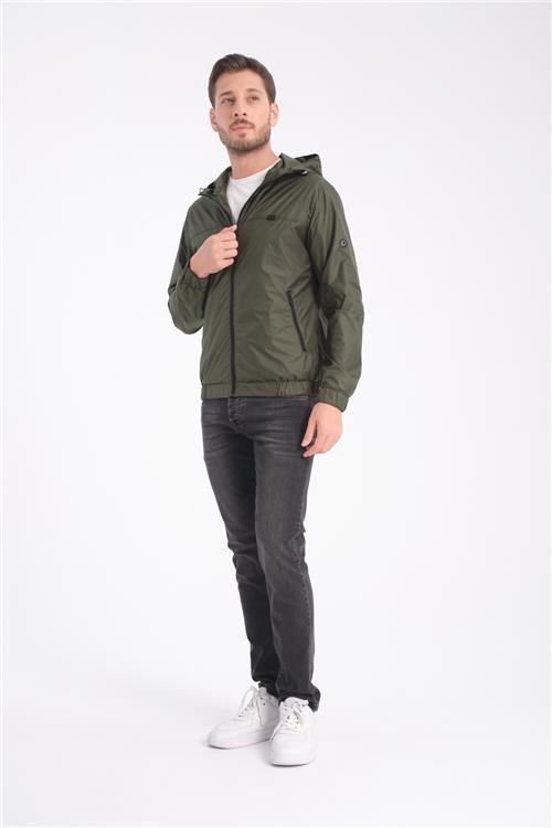 Wholesale Green Hooded Jersey Lined Spring Jacket
