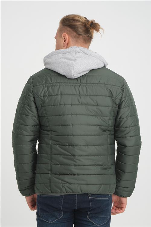Wholesale Green Hooded Jersey Lined Puffer Jacket