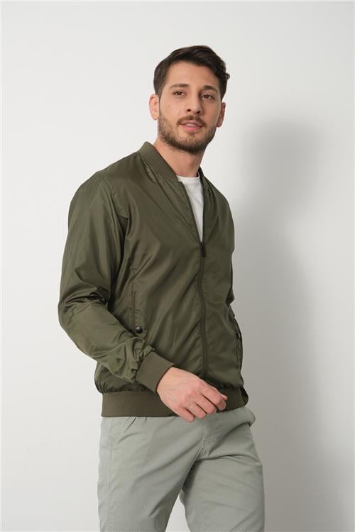 Wholesale Green Pilot Collar Jersey Lined Spring Jacket