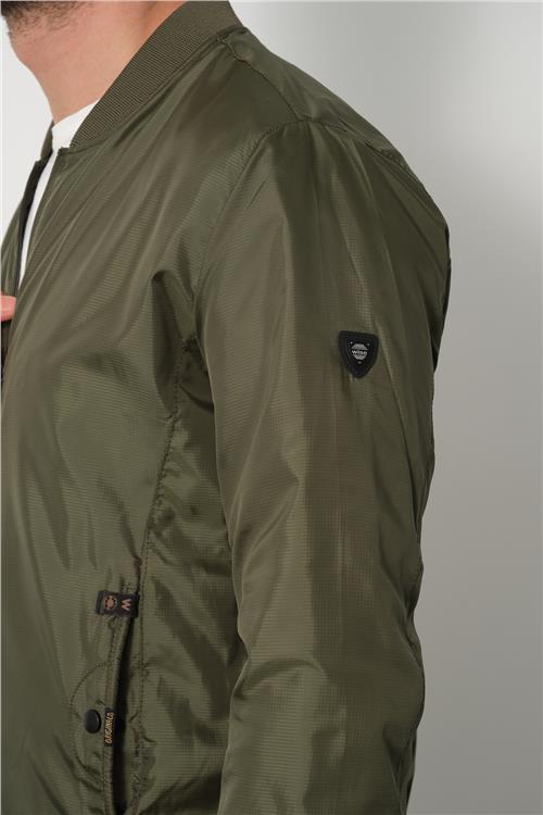 Wholesale Green Pilot Collar Jersey Lined Spring Jacket