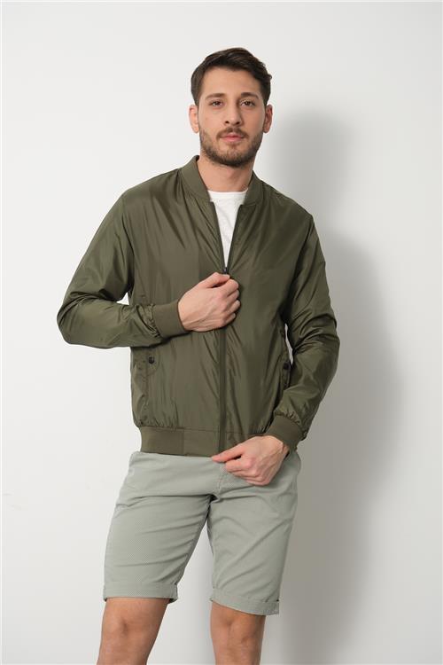 Wholesale Green Pilot Collar Jersey Lined Spring Jacket