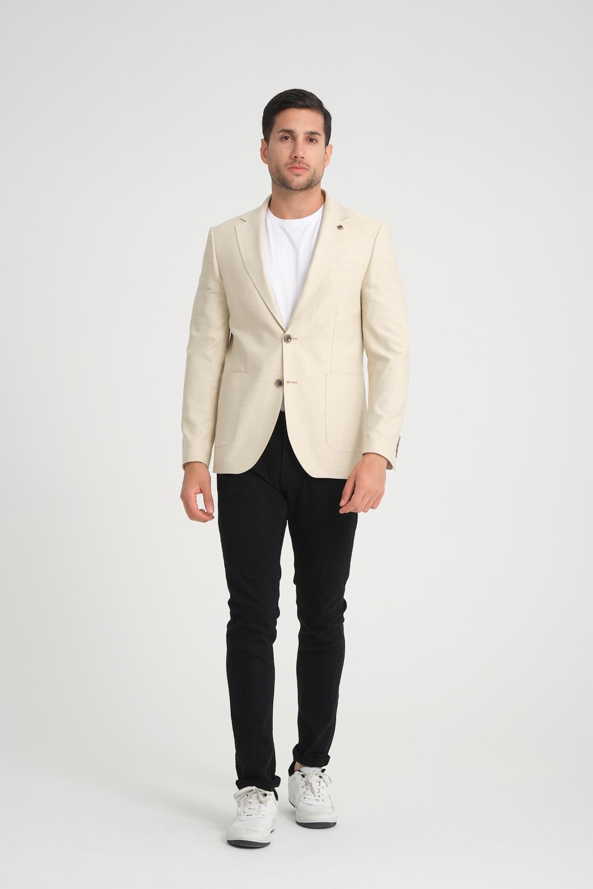 Men single-breasted blazer wholesale Champagne color