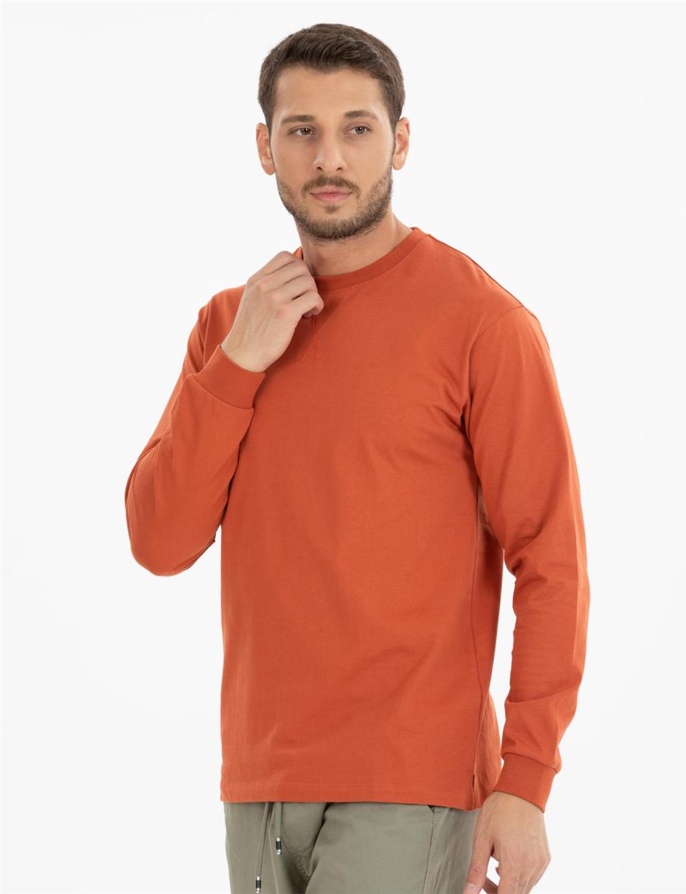 Erkek sweatshirt toptan Terracotta rengi Toptan Satış