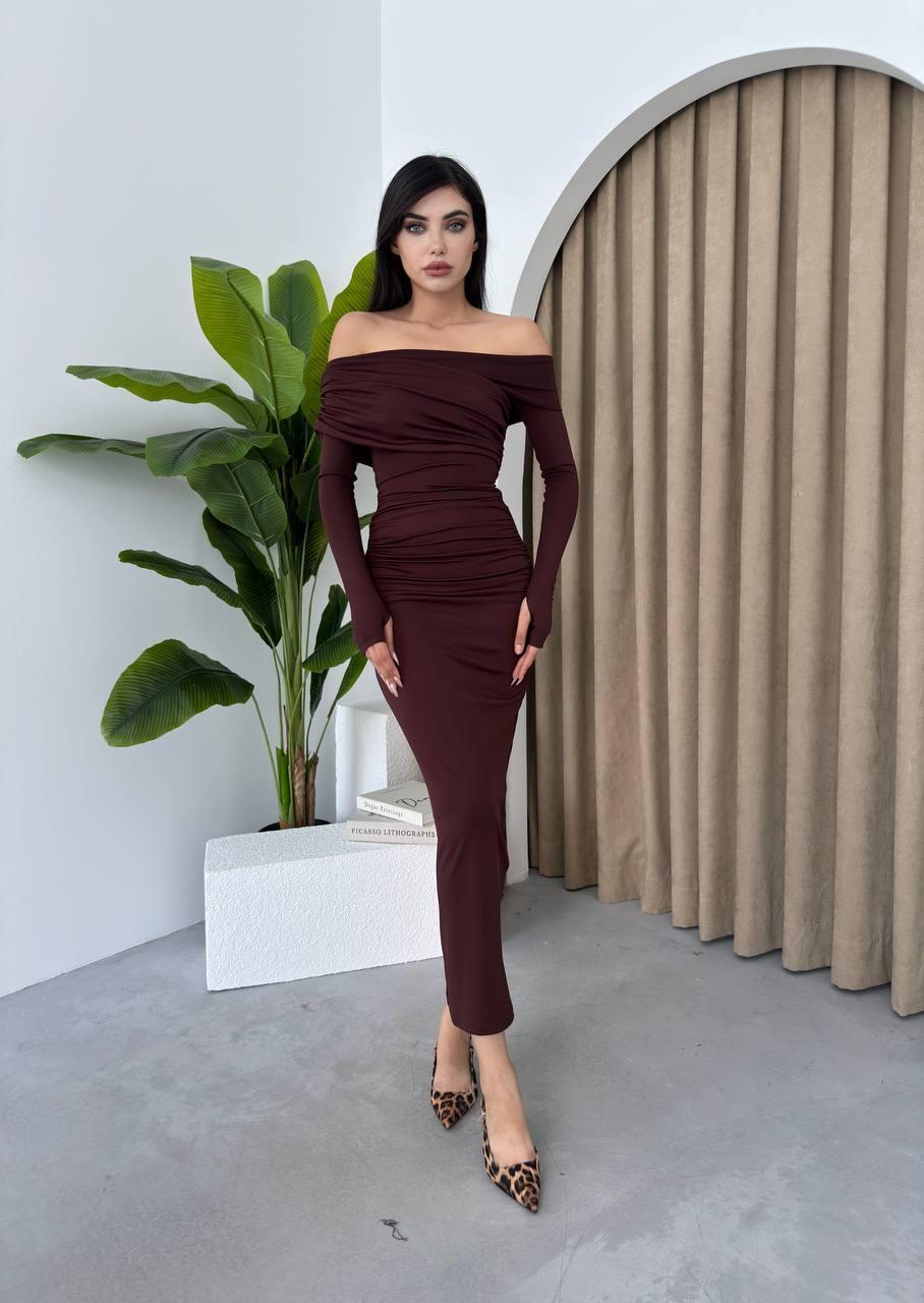 green emerald velvet dress Navy Halter Corset Mermaid Ruched Long Formal Dress with Slit main image 0