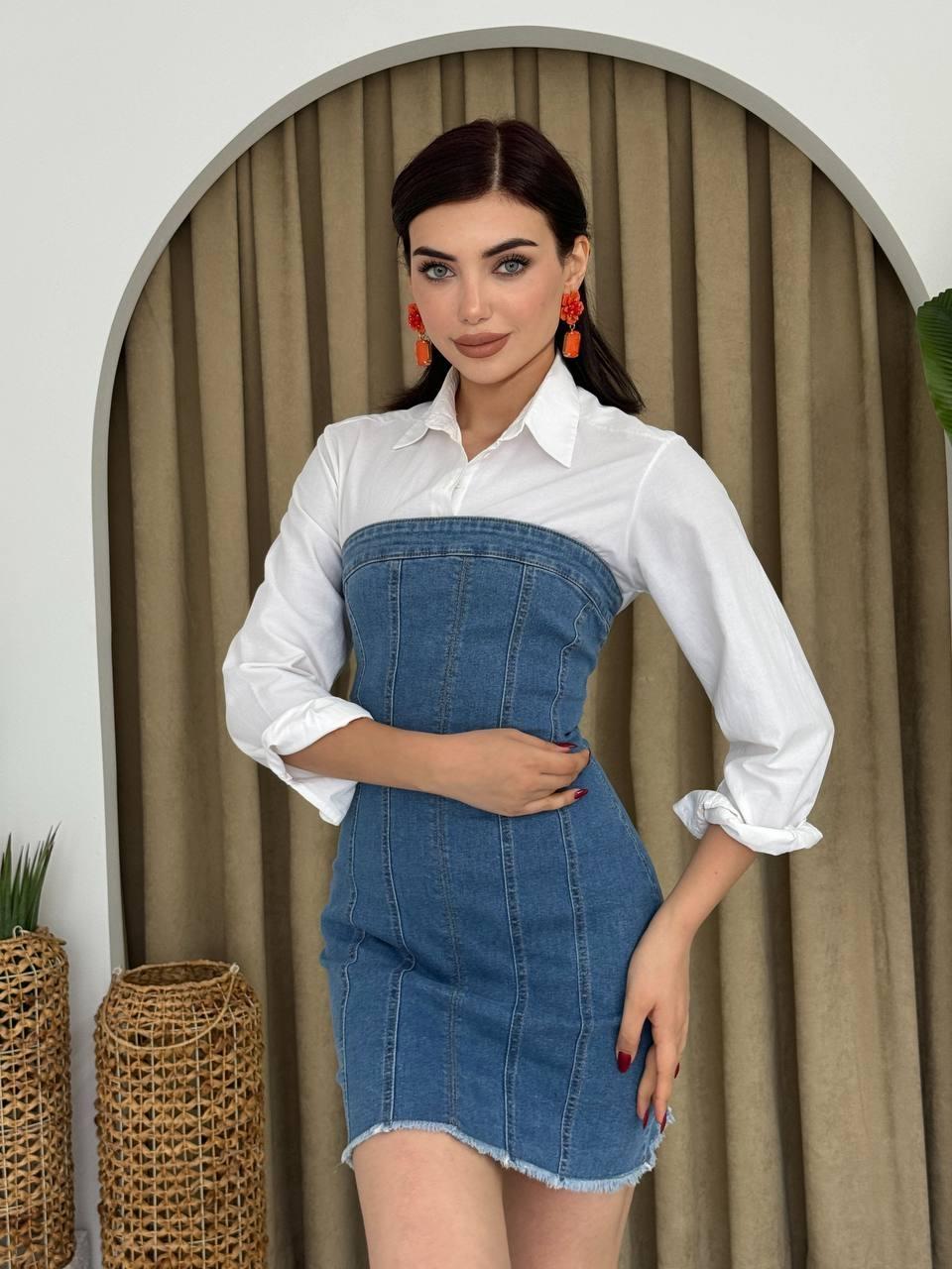 white christmas dresses Women's Brandy Strapless Cargo Denim Mini Dress in Light Denim main image 1