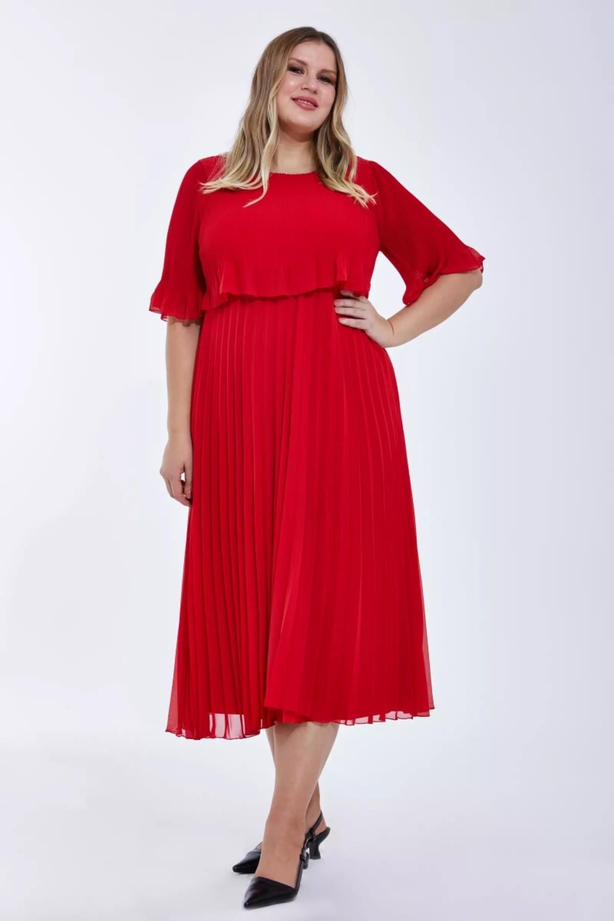 white christmas dresses Red Frill Sleeve Lola Midi Dress main image 1