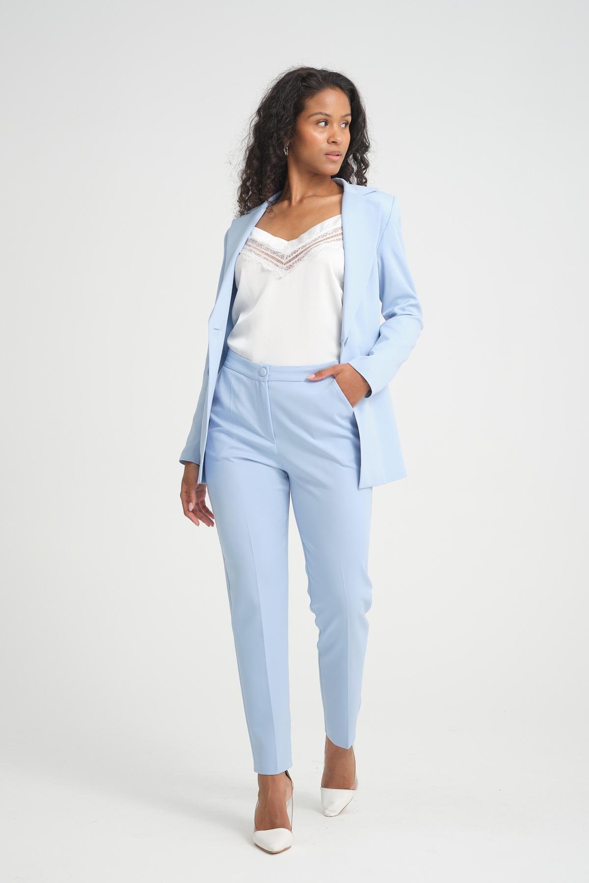 Light Blue Blazer Blazer And Trouser Set For Women Blue Blazer Sky - Main Image