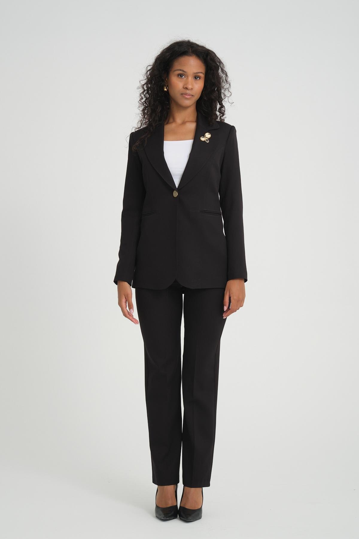Women blazer jacket and pants suit wholesale Black color
