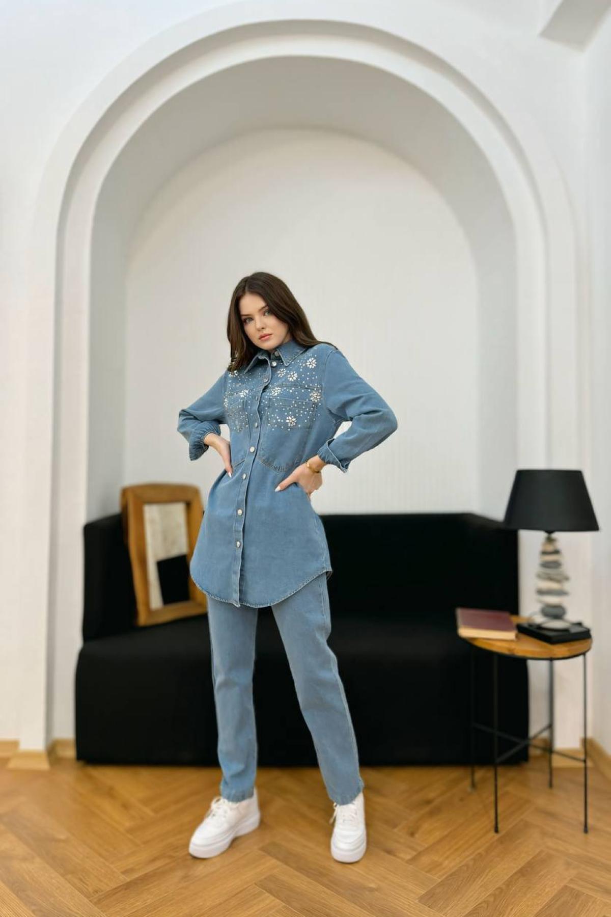 Women Denim Suit Wholesale Blue Color Wholesale Denim Suit