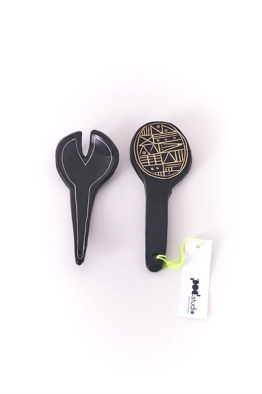 İkili Sgraffito Salata Sunum Seti