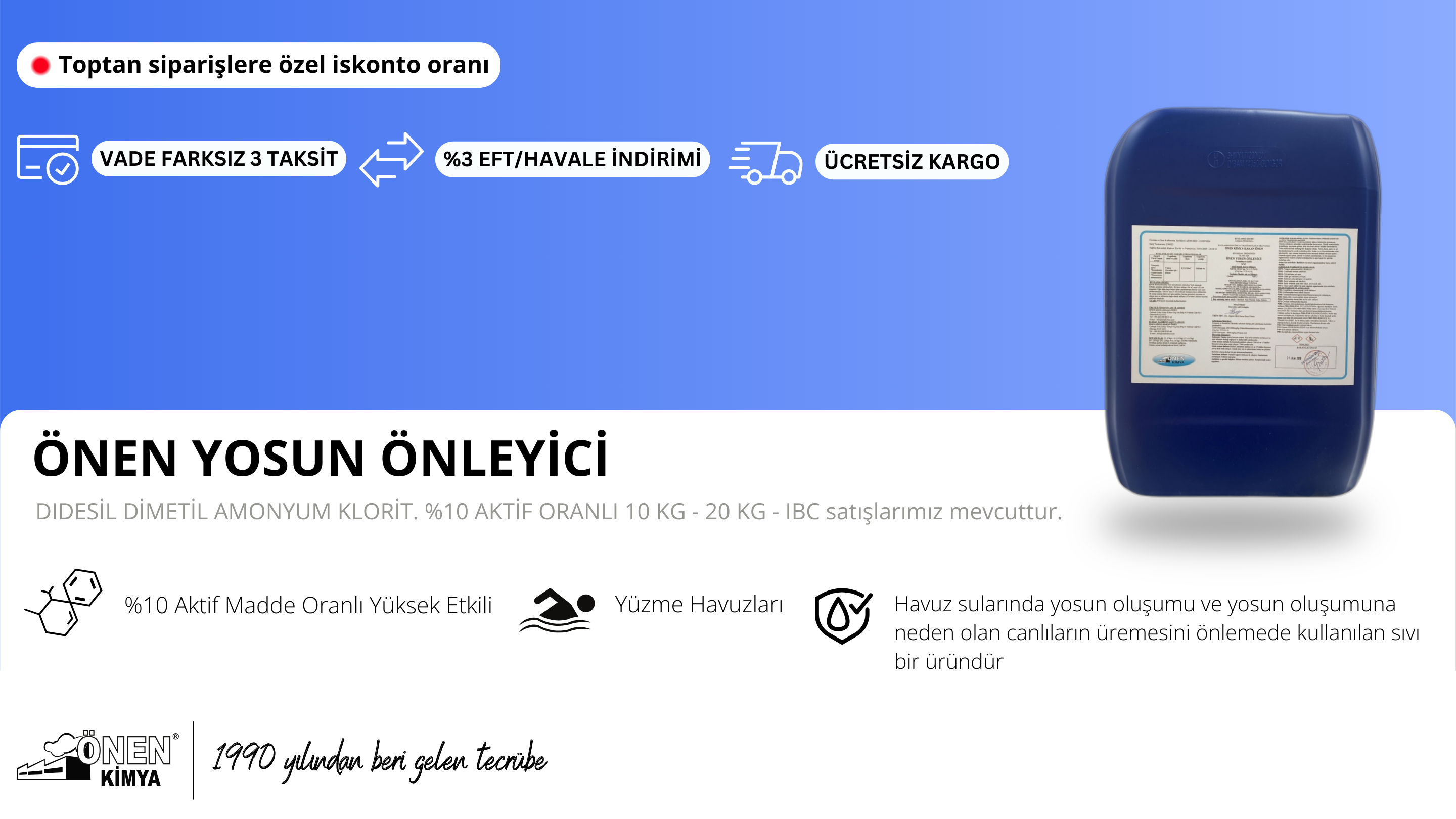 Havuzlarınızda Hijyen ve Parlaklık İçin: ÖNEN Yosun Önleyici