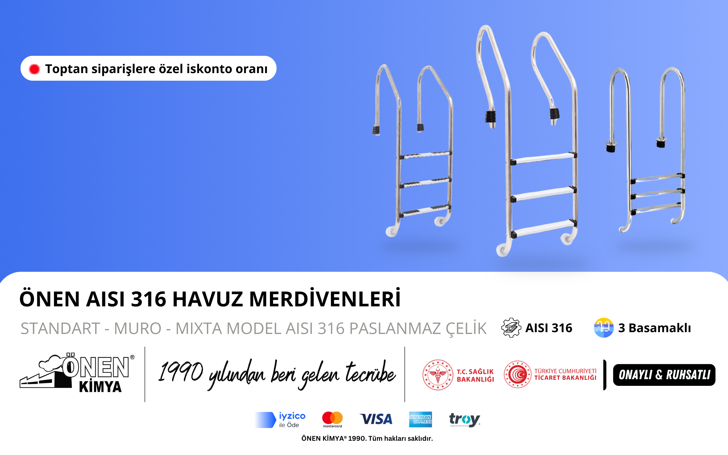ÖNEN KİMYA AISI 316 Kalite Çelik Havuz Merdivenleri: Güvenlik, Dayanıklılık ve Üstün Kalite Bir Arada!
