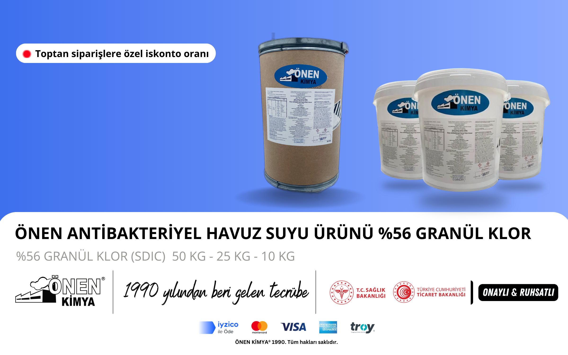 ÖNEN Kimya'nın %56 Granül Klor Ürünü: Havuzlarda Hijyen ve Sağlık İçin Güçlü Bir Çözüm