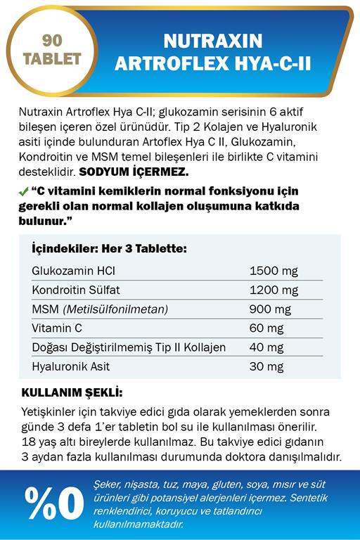 Nutraxin Artroflex HYA-C-II 90 Tablet | Eczanem ve Ben