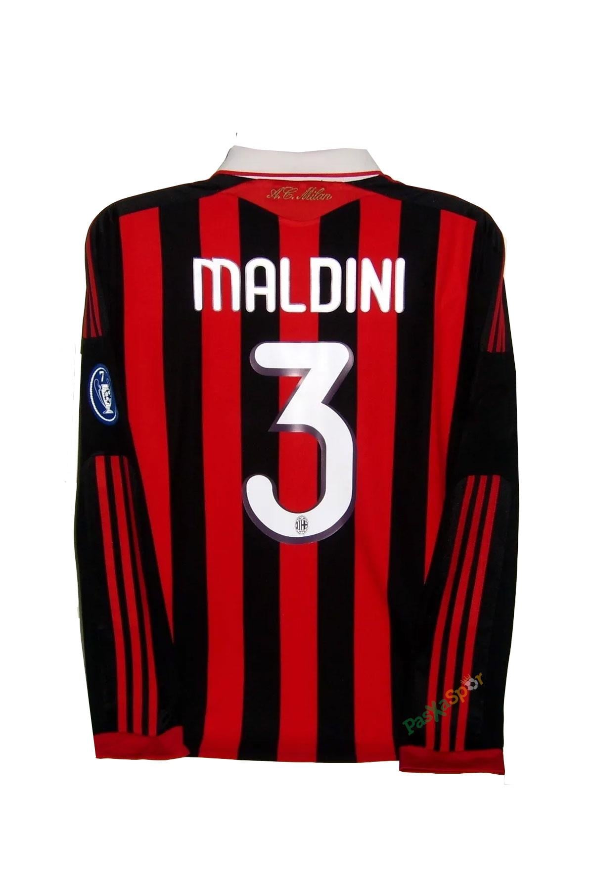 Ac Milan 2009 İç Saha Şampiyonlar Ligi Maldini Uzun Kol Maç Forması 