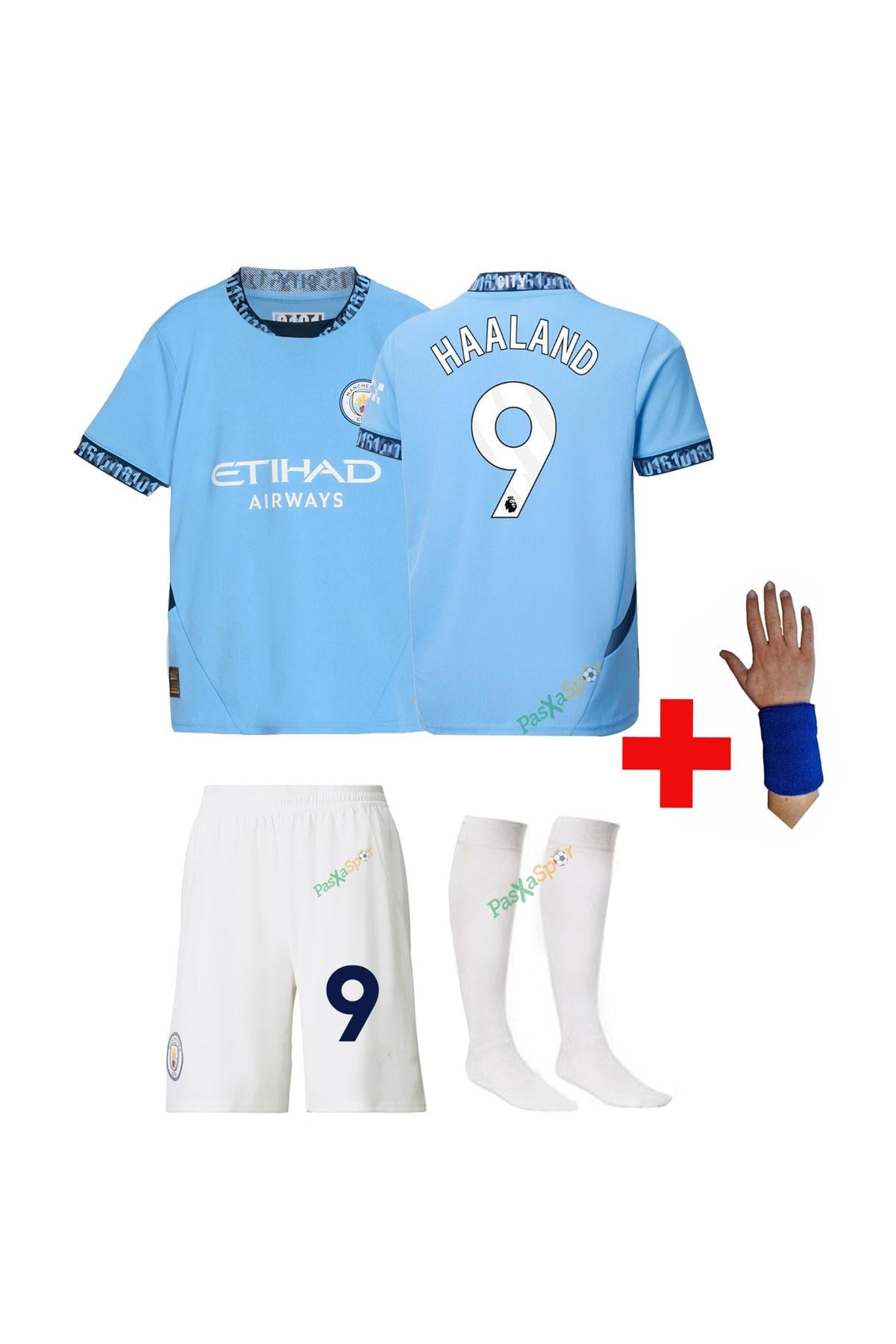Manchester City 2025 Haaland Çocuk Forması Şort Çorap Bileklik Hediyeli