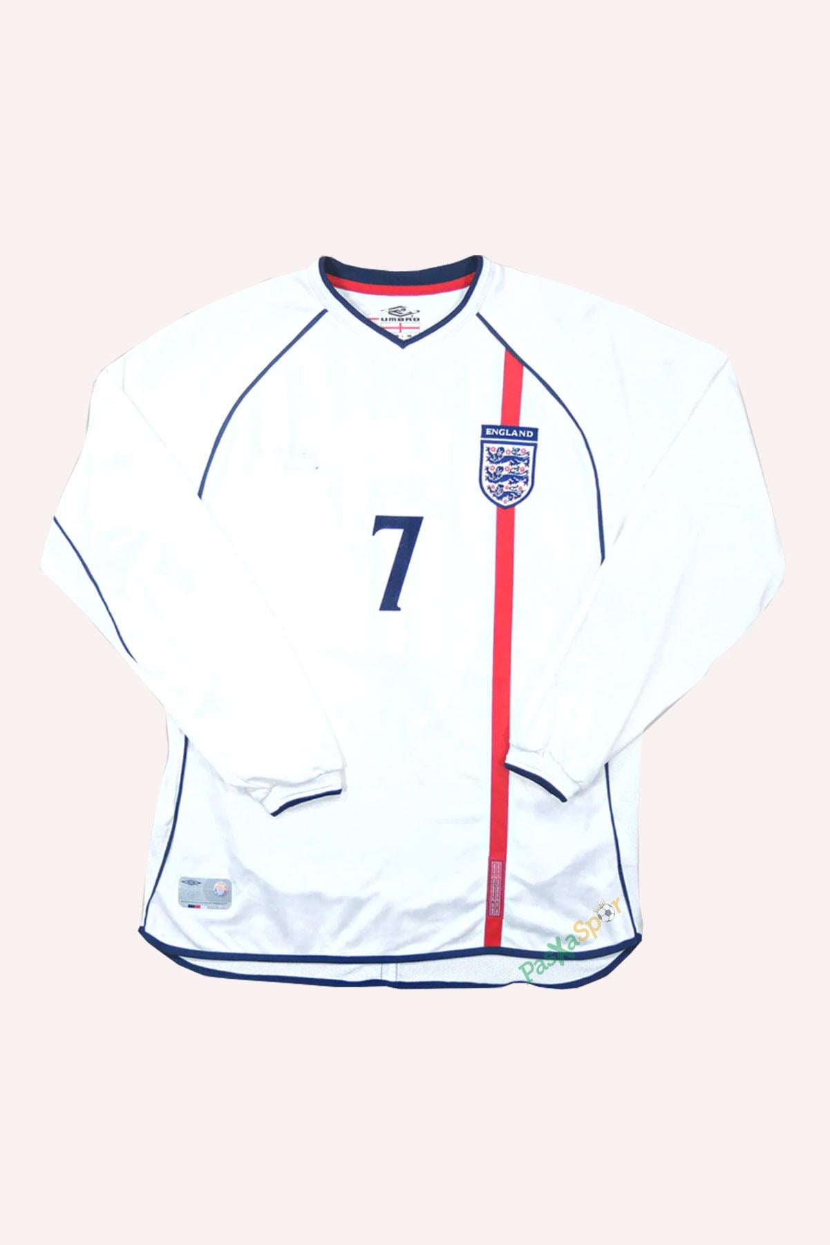 Nostalji İngiltere 2002 Dünya Kupası Beckham İç Saha Retro Uzun Kolu Forması