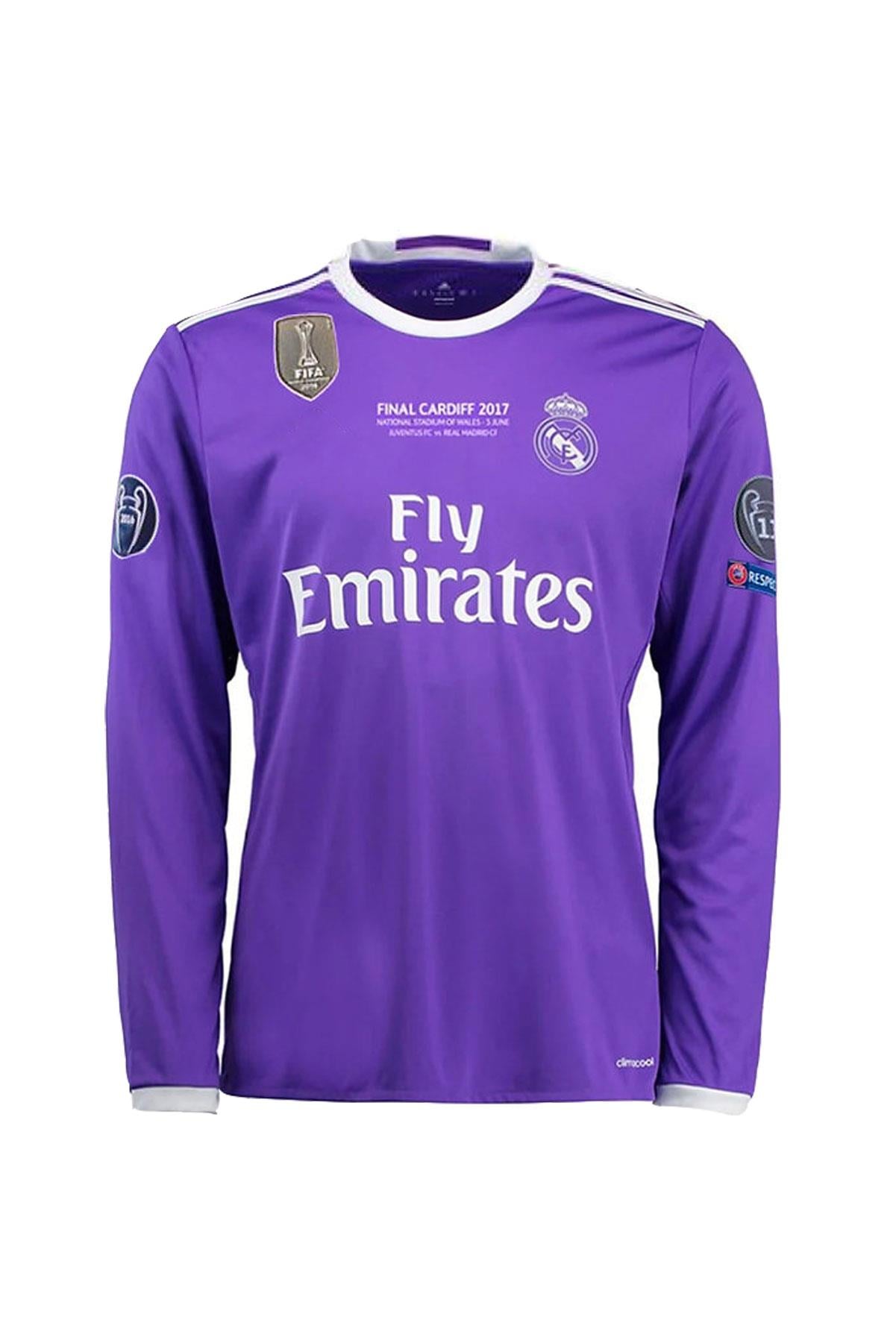 Retro Real Madrid 2017 Deplasman Uzun Kol Şampiyonlar Ligi Finali Maç Forması