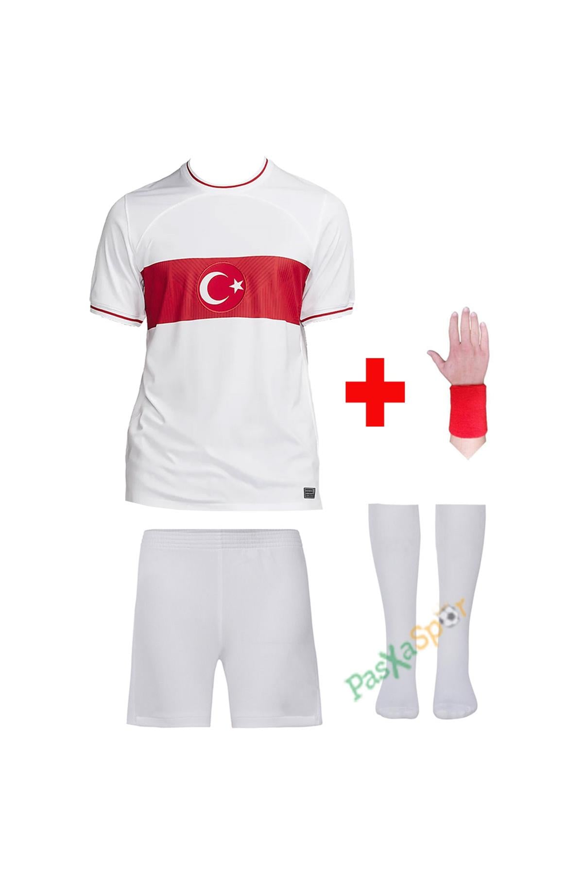 Yeni Sezon Türkiye Beyaz Çocuk Forması Şort Çorap Bileklik Hediyeli