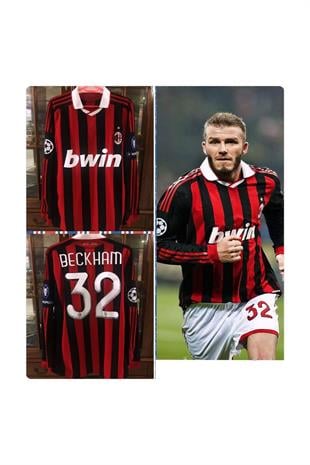 Ac Milan 2009 İç Saha Şampiyonlar Ligi Beckham Uzun Kol Maç Forması 