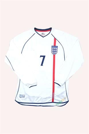 Nostalji İngiltere 2002 Dünya Kupası Beckham İç Saha Retro Uzun Kolu Forması