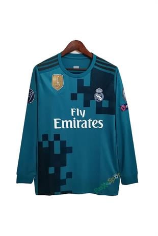 Retro Real Madrid 2018 Turkuaz Deplasman Uzun Kol Şampiyonlar Ligi Maç Forması