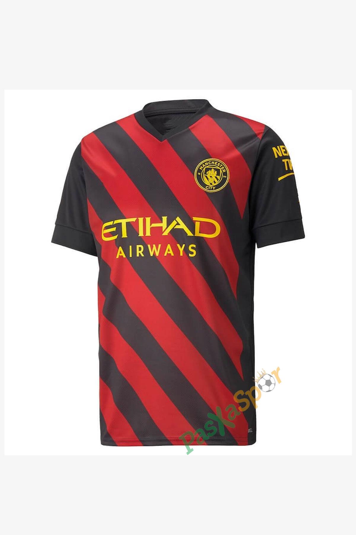 Manchester City 2022 Deplasman Kırmızı Siyah Forması