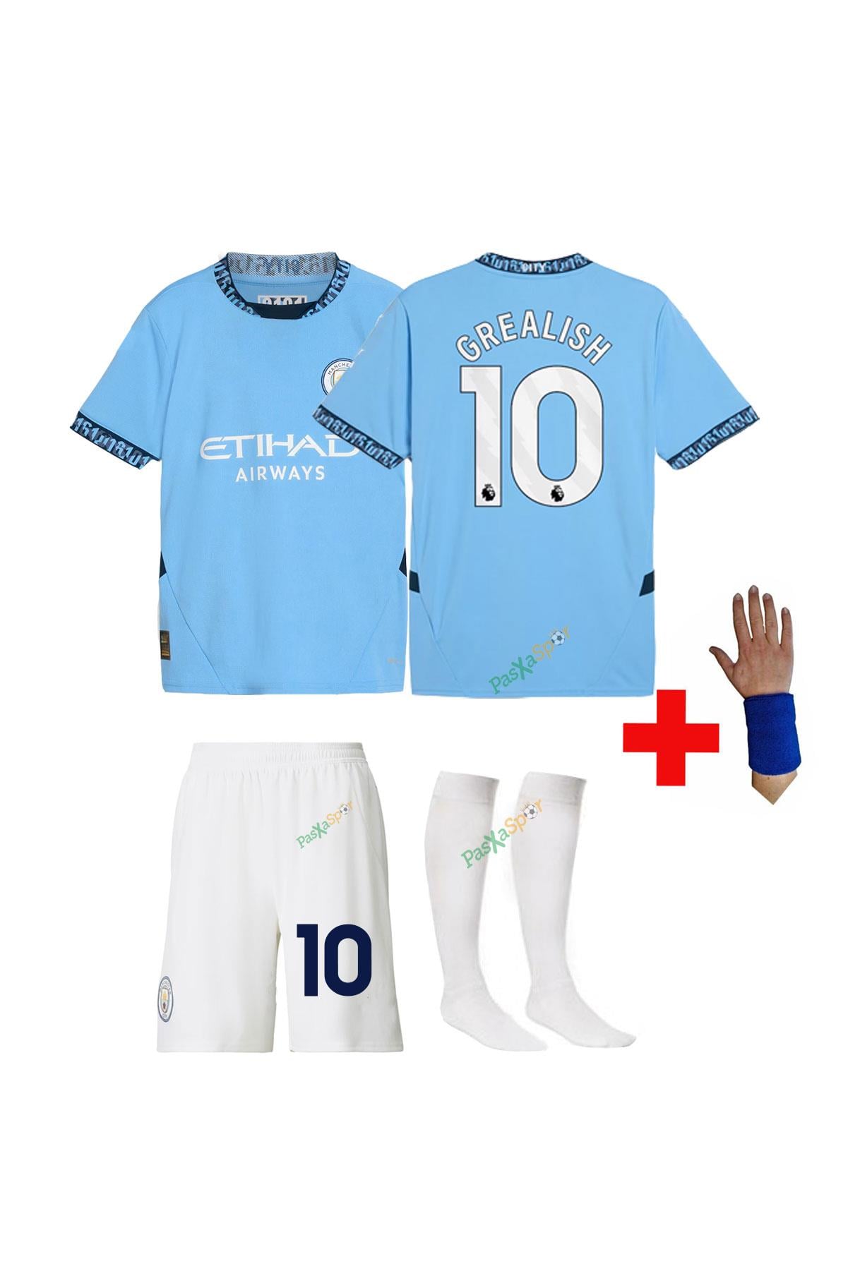 Manchester City 2025 Grealish Çocuk Forması Şort Çorap Bileklik Hediyeli