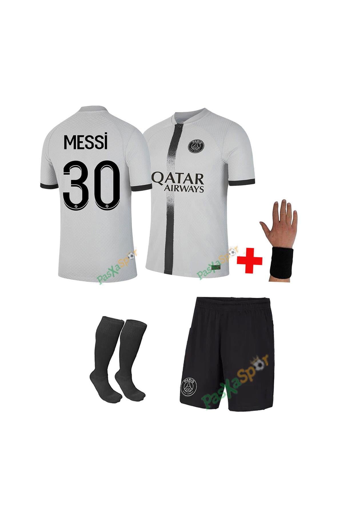 Psg 2022-2023 Deplasman Messi Çocuk Forması Şort Çorap Bileklik Hediyeli