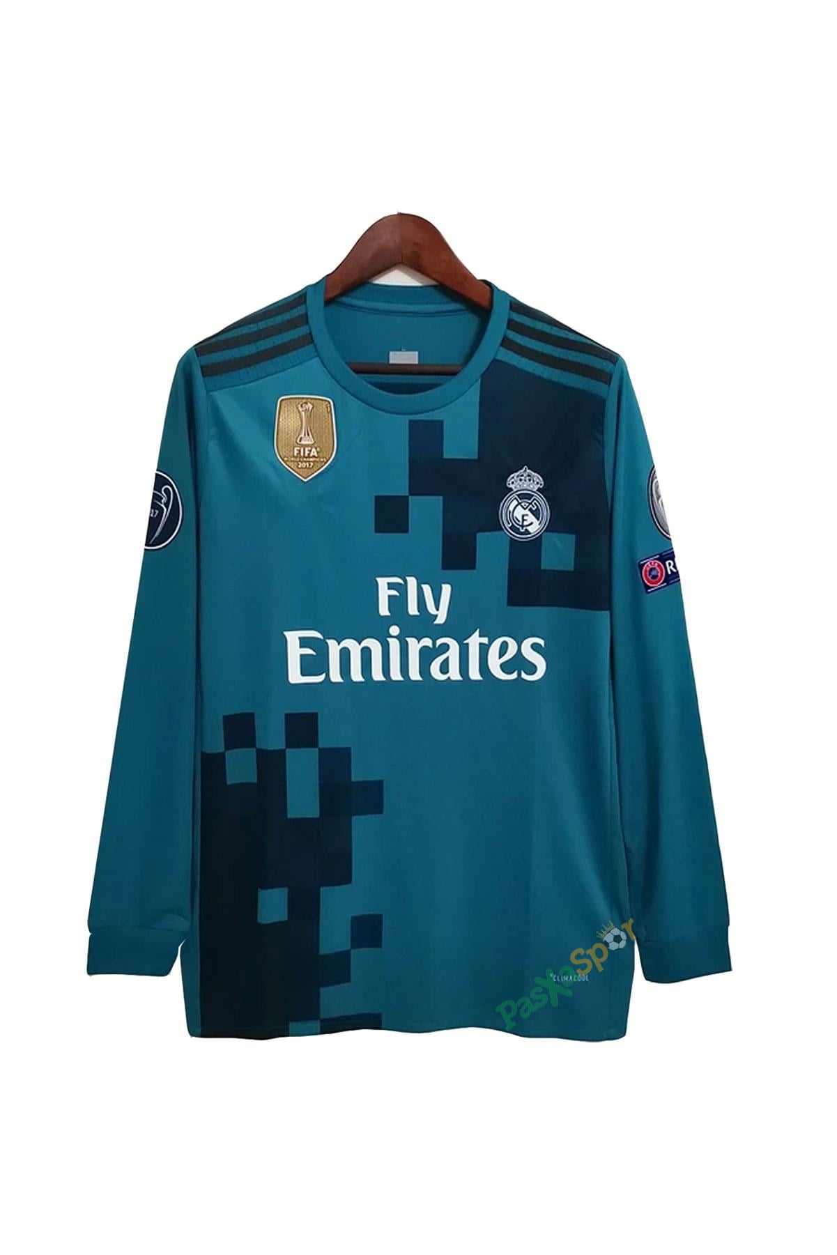 Retro Real Madrid 2018 Turkuaz Deplasman Uzun Kol Şampiyonlar Ligi Maç Forması