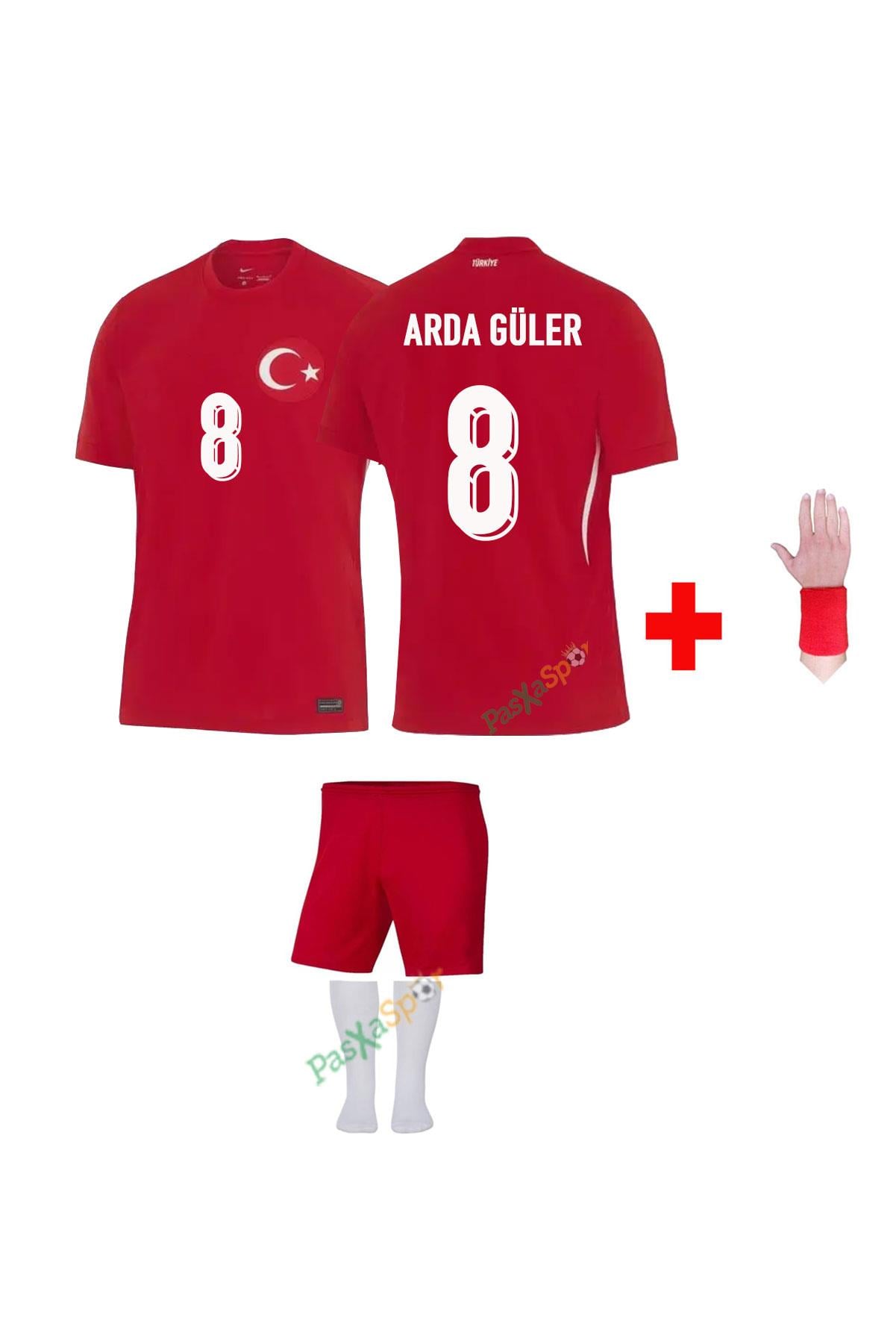 Yeni Sezon Euro 2024 Türkiye Kırmızı Arda Güler Çocuk Forması Şort Çorap Bileklik Hediyeli