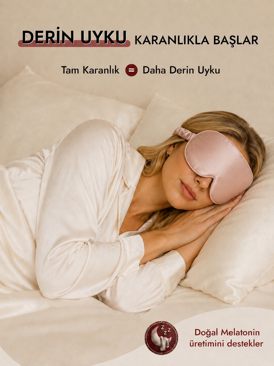  'Sleep & Glow' Üç Boyutlu Tam Karanlık Uyku Maskesi Göz Bandı (Gül Pembe)