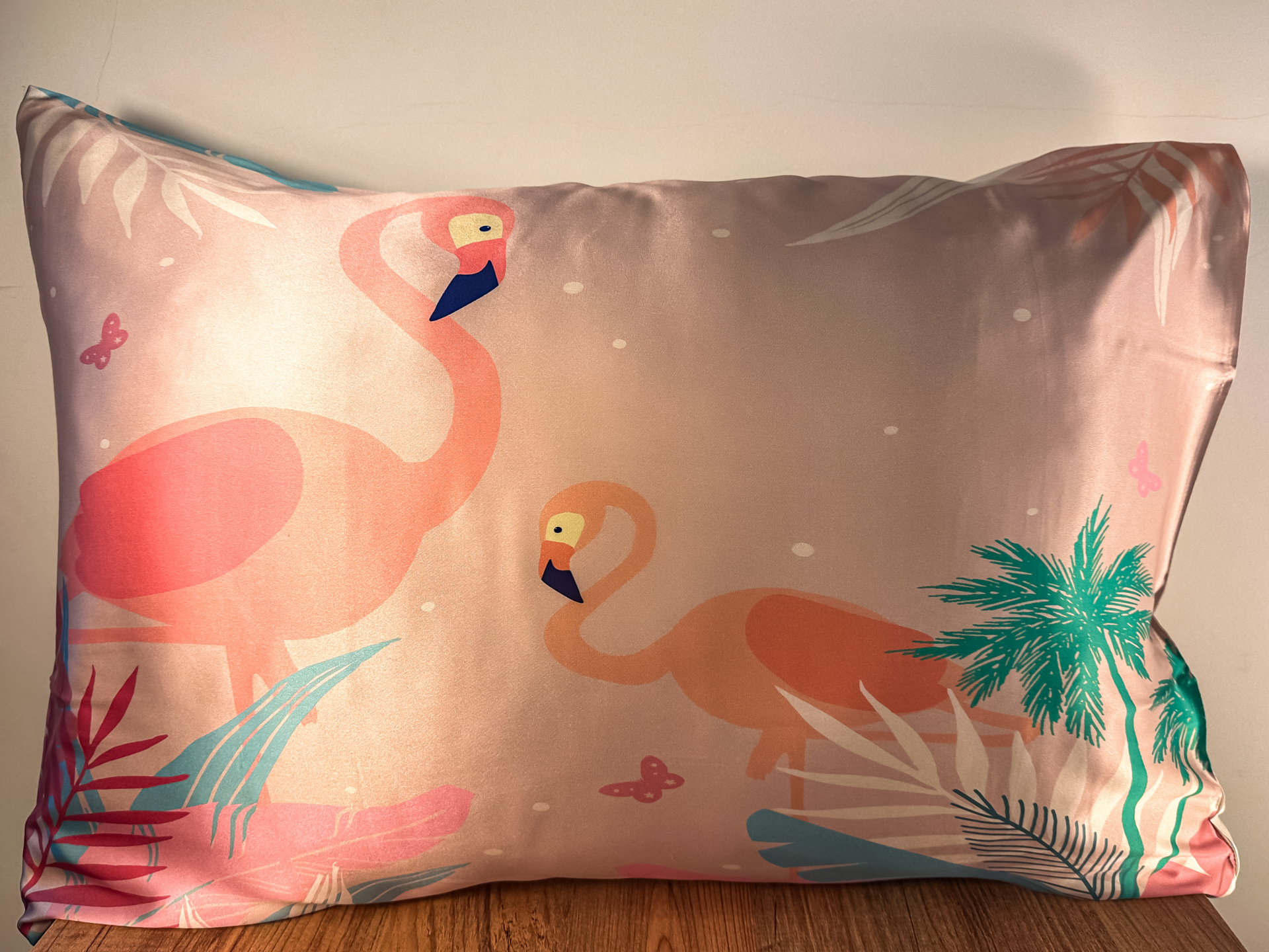 Pembe Flamingo - Saf İpek Çocuk Yastık Kılıfı 