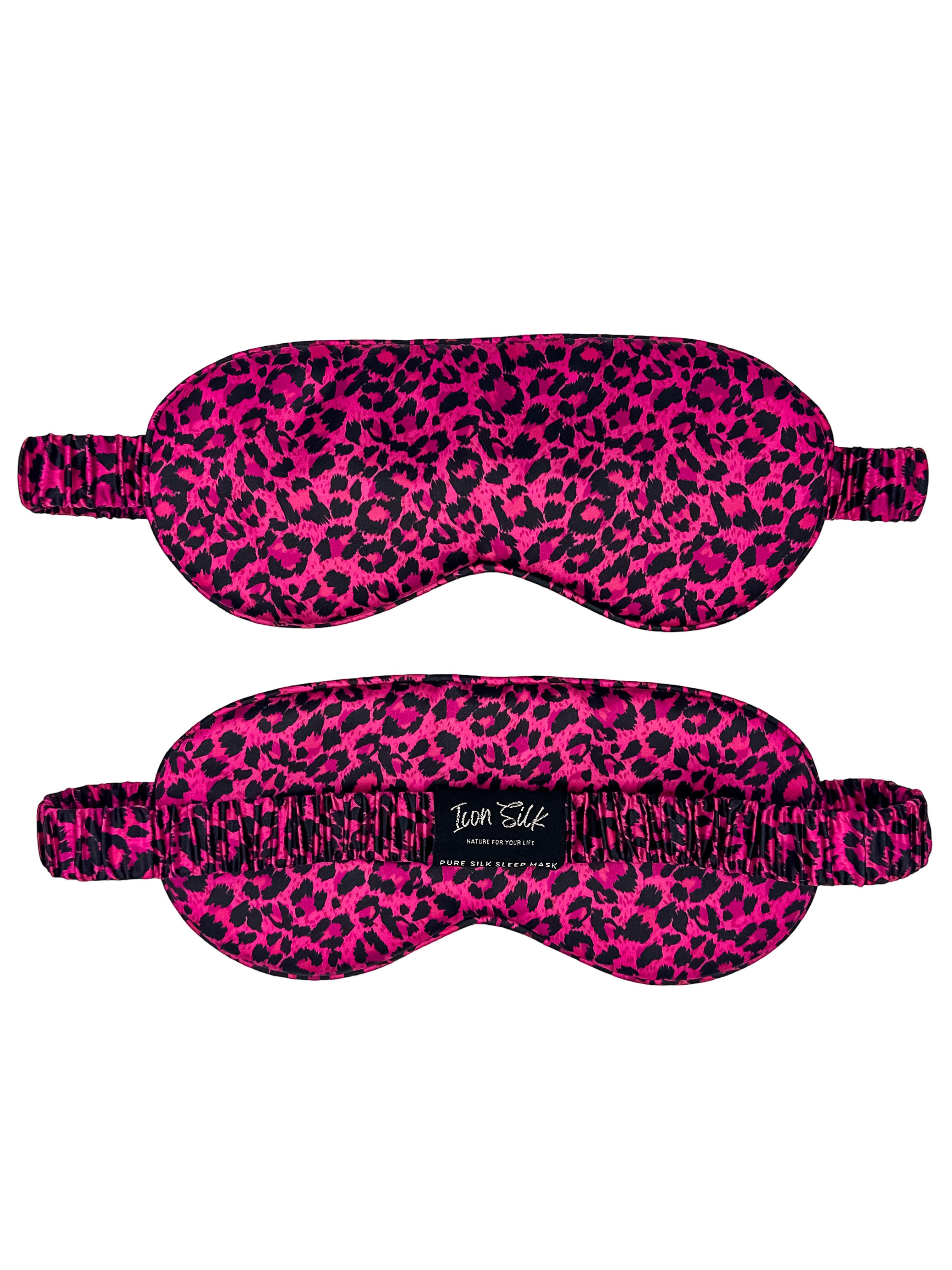 Pink Leopard Saf İpek Uyku Maskesi Göz Bandı 