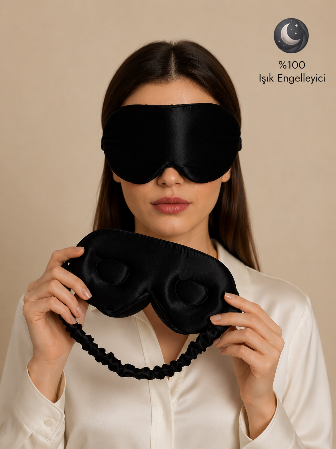  'Sleep & Glow' Üç Boyutlu Tam Karanlık Uyku Maskesi Göz Bandı (Siyah) 