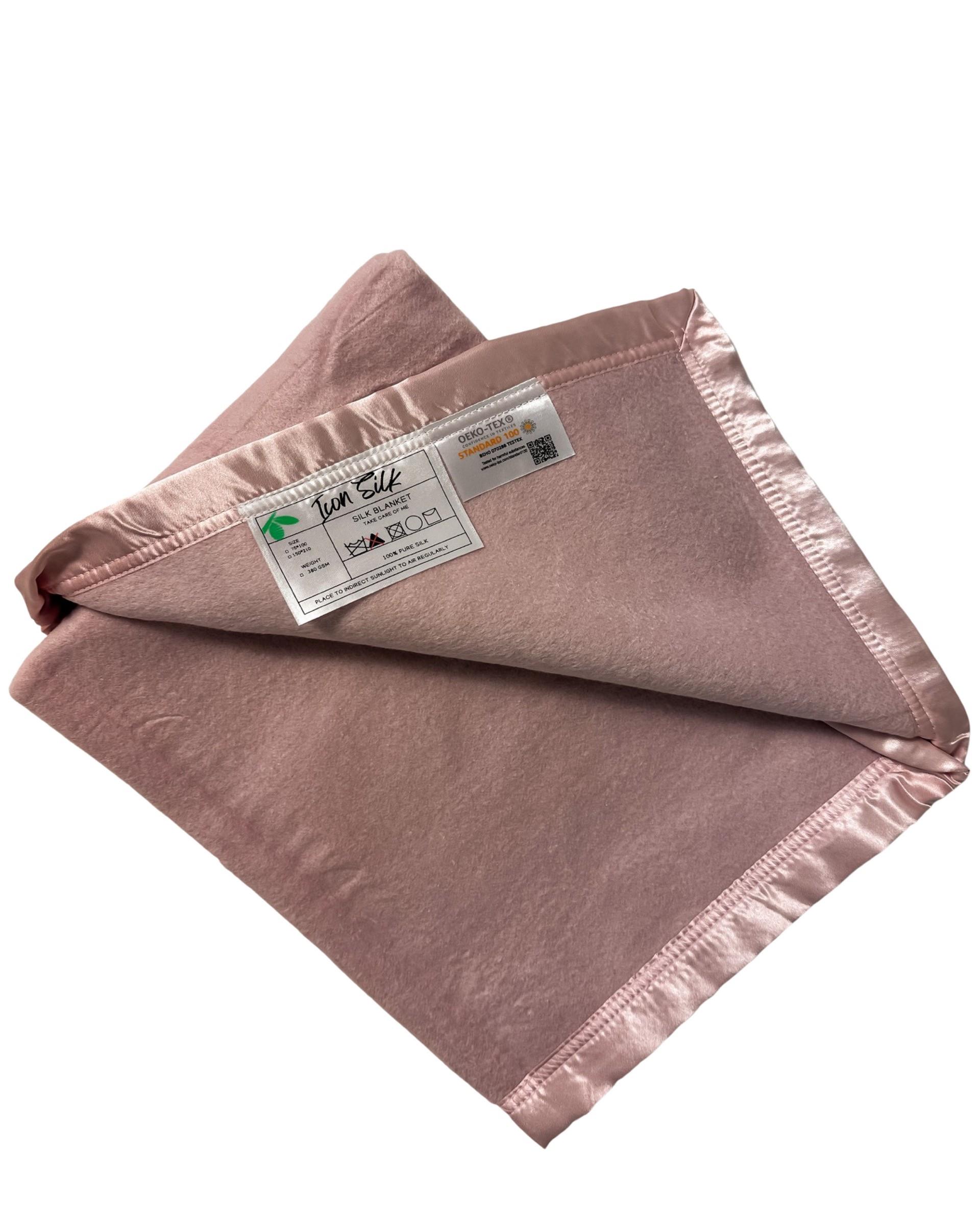Light Pink Satin Edged Pure Silk Baby Blanket