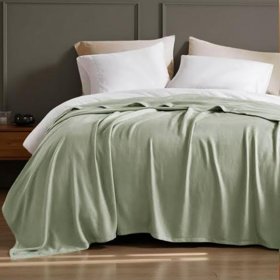 Light Green Satin Edged Pure Silk Blanket