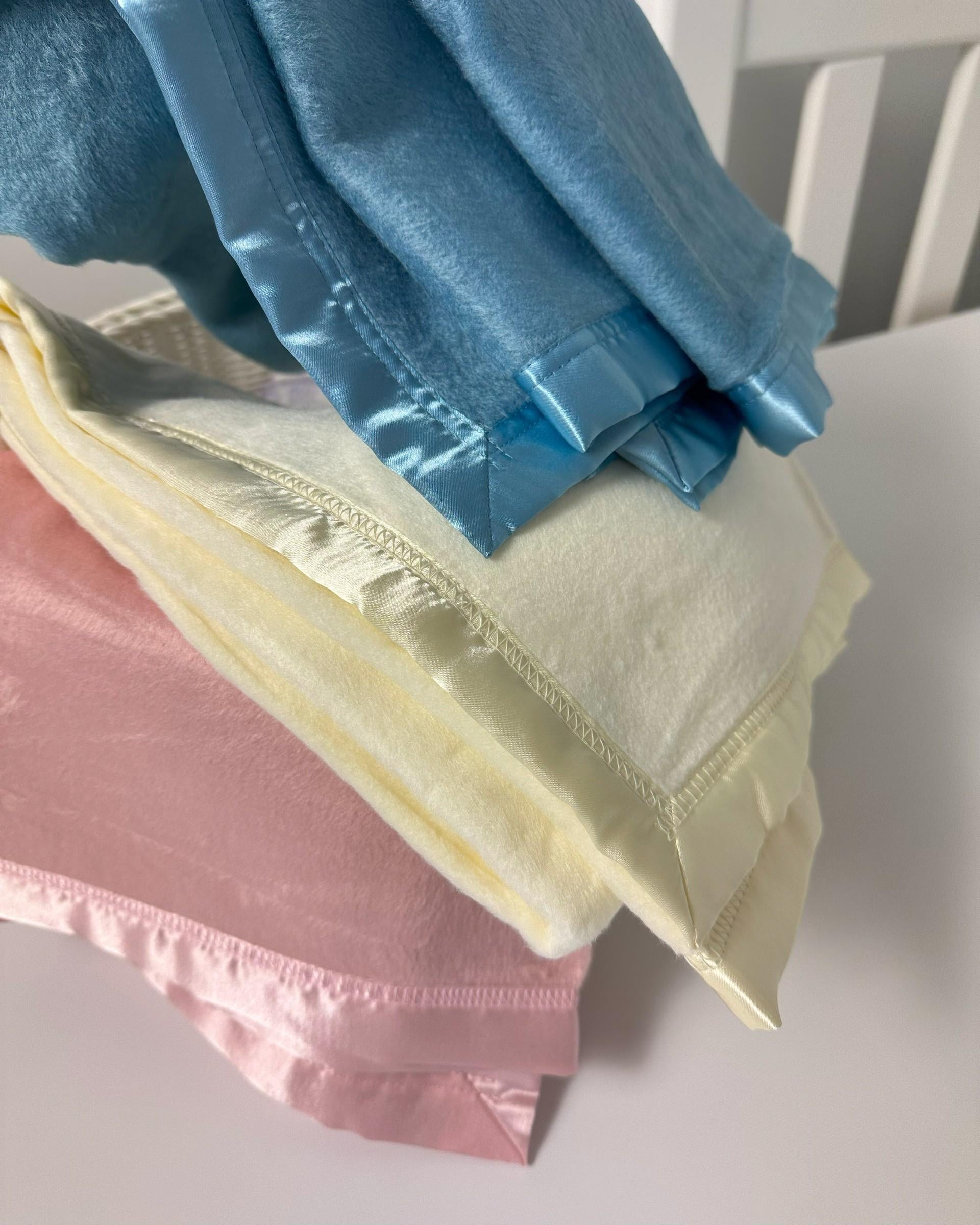 Ivory Satin Edged Organic Bamboo Baby Blanket