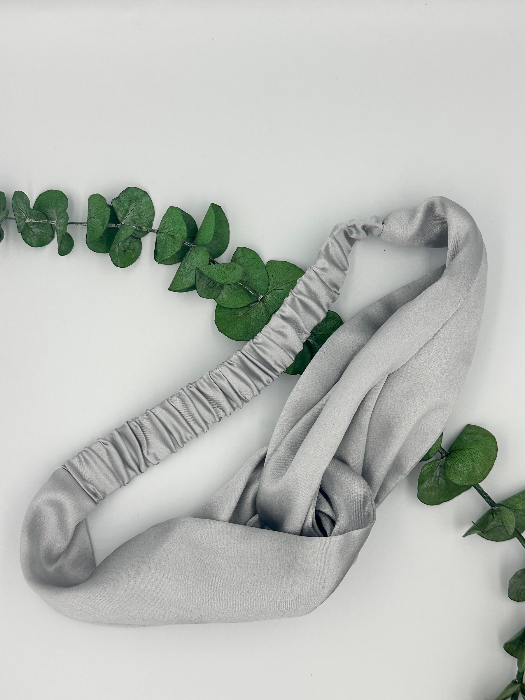 Silver Grey Silk Hair Band