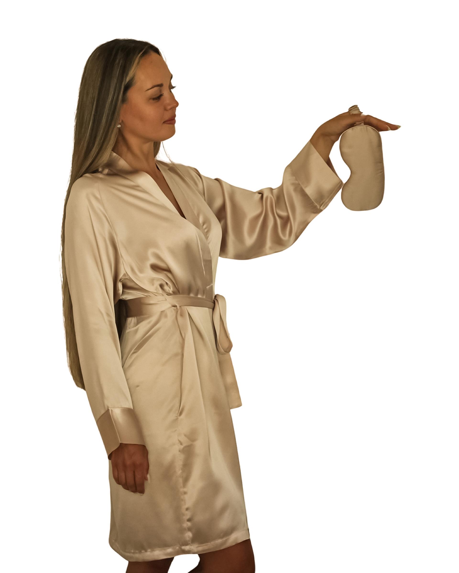 Kum Saf İpek Kimono Sabahlık 