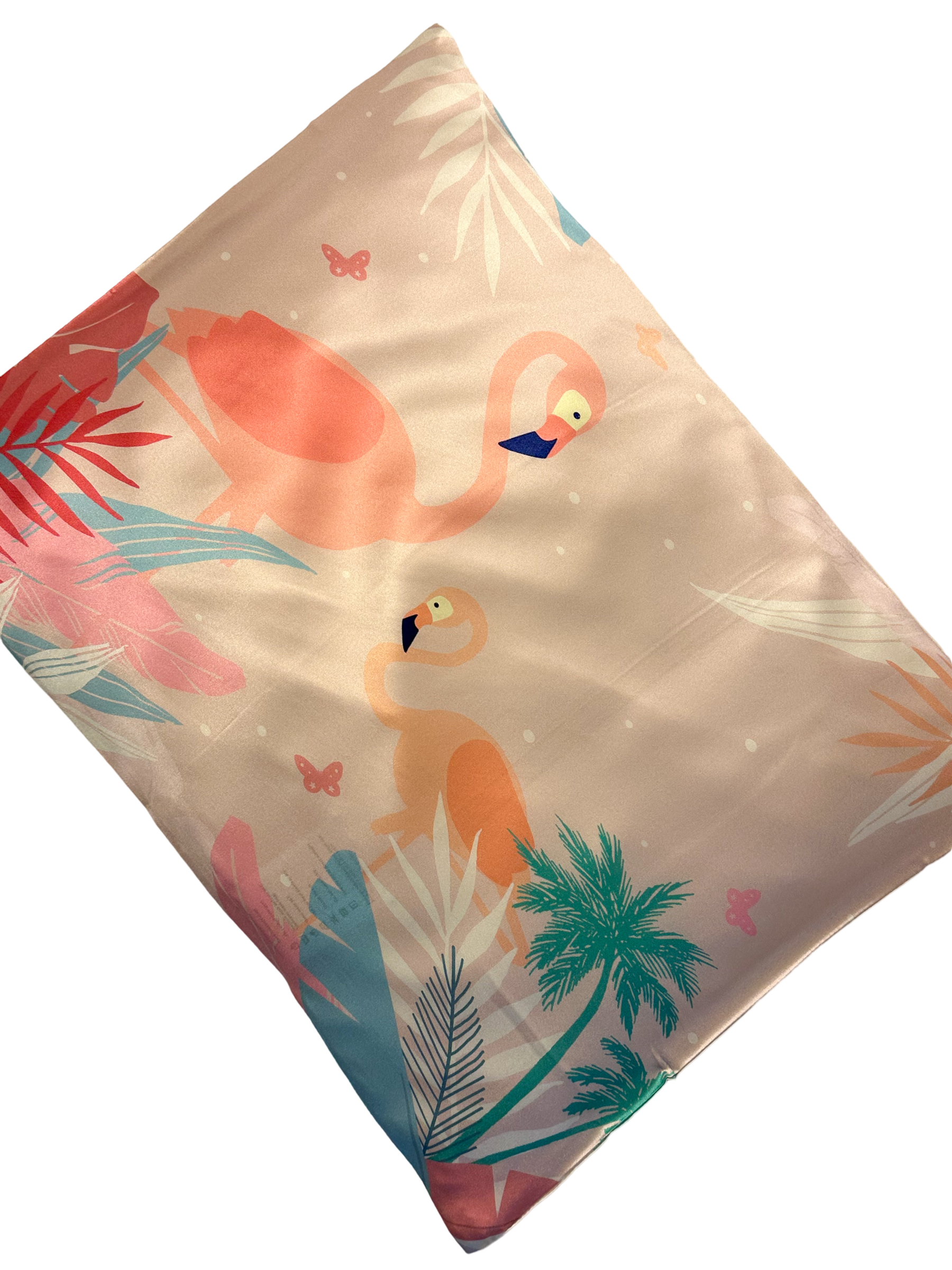Pembe Flamingo - Saf İpek Bebek Yastık Kılıfı 
