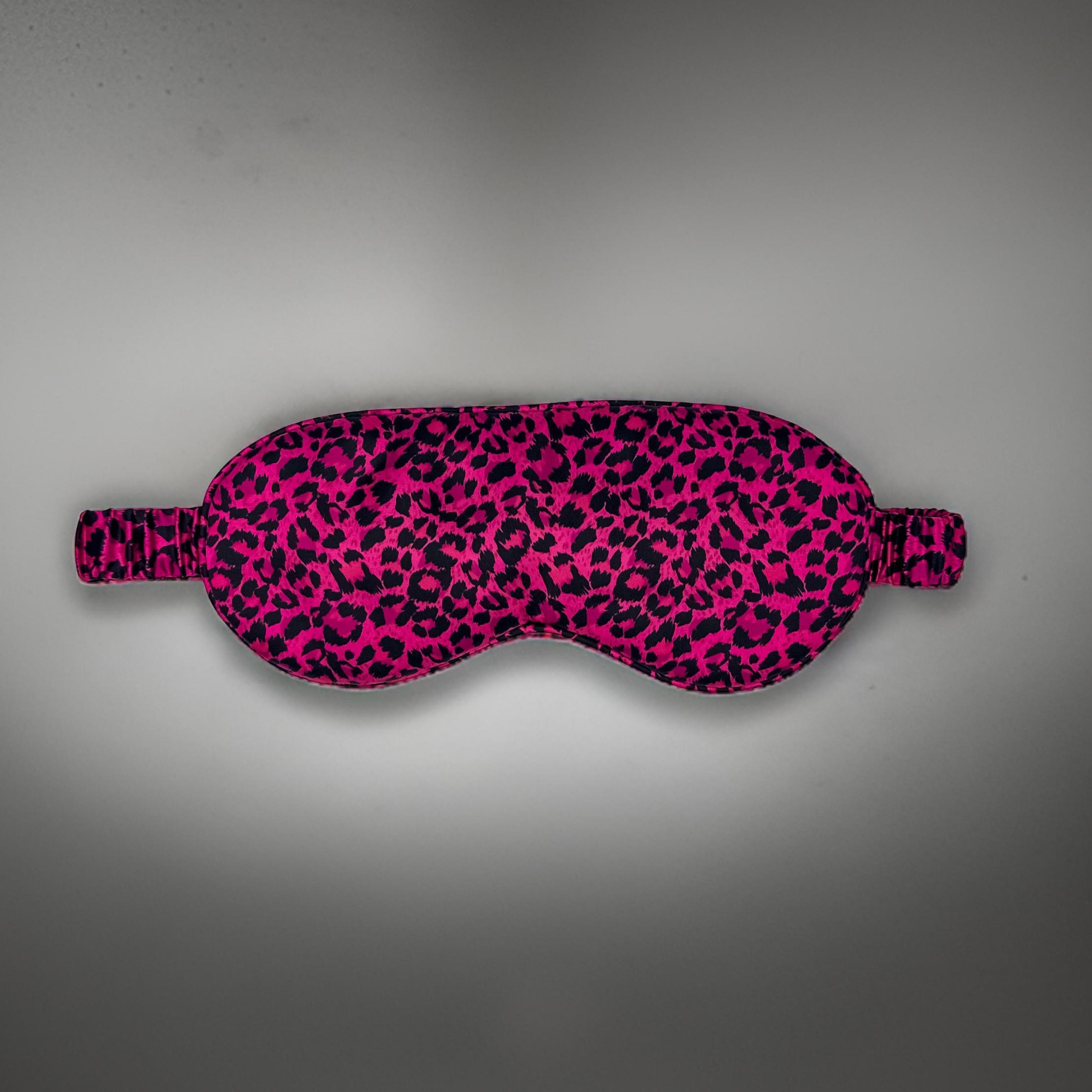 Pink Leopard Saf İpek Uyku Maskesi Göz Bandı 