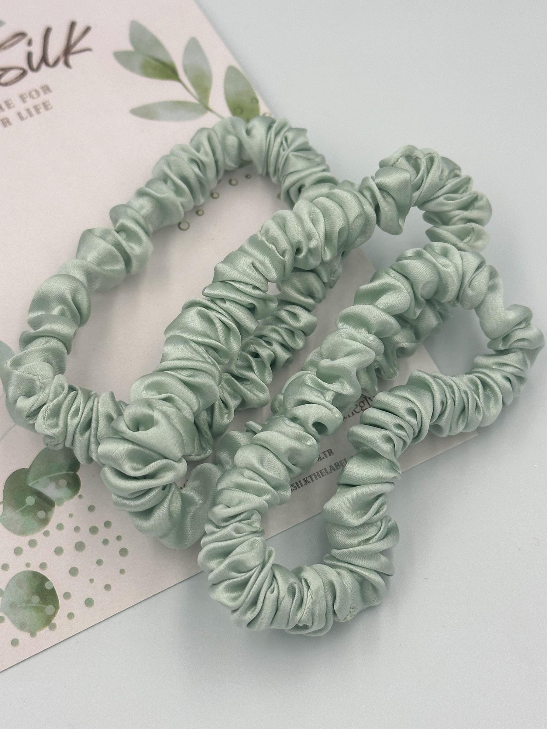 3 Pack Mini Silk Scrunchies - Chartreuse