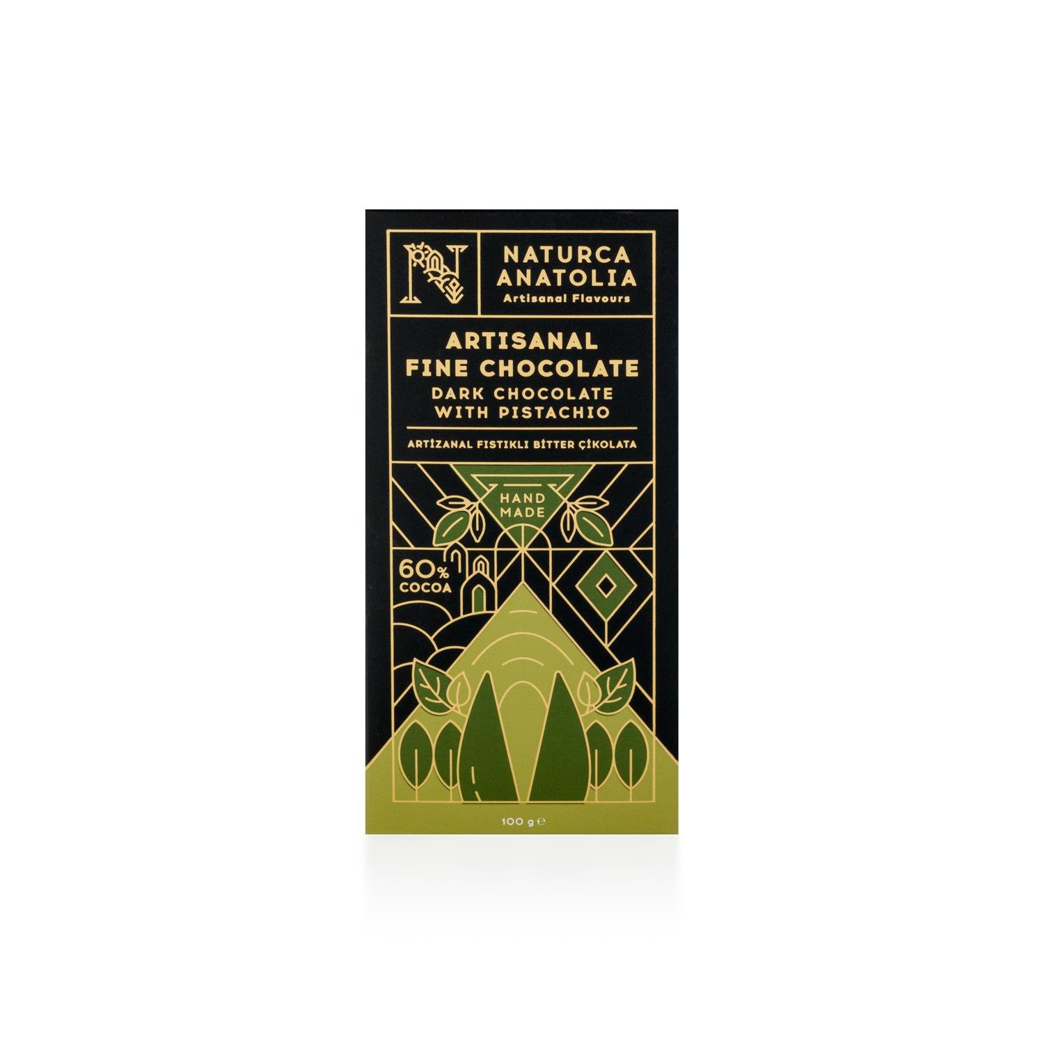 %60 Kakao Artizanal Fıstıklı Bitter Tablet Çikolata 100gr - Naturca