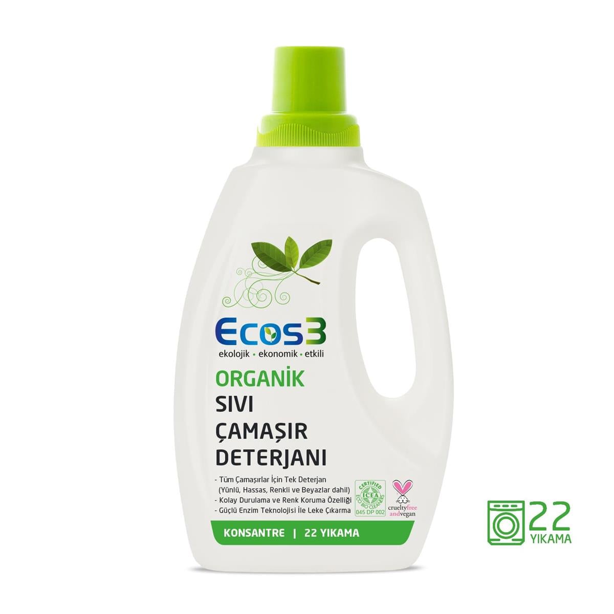 ECOS3 ORGANİK ÇAMAŞIR DETERJANI (750 ML - 22 Yıkama)