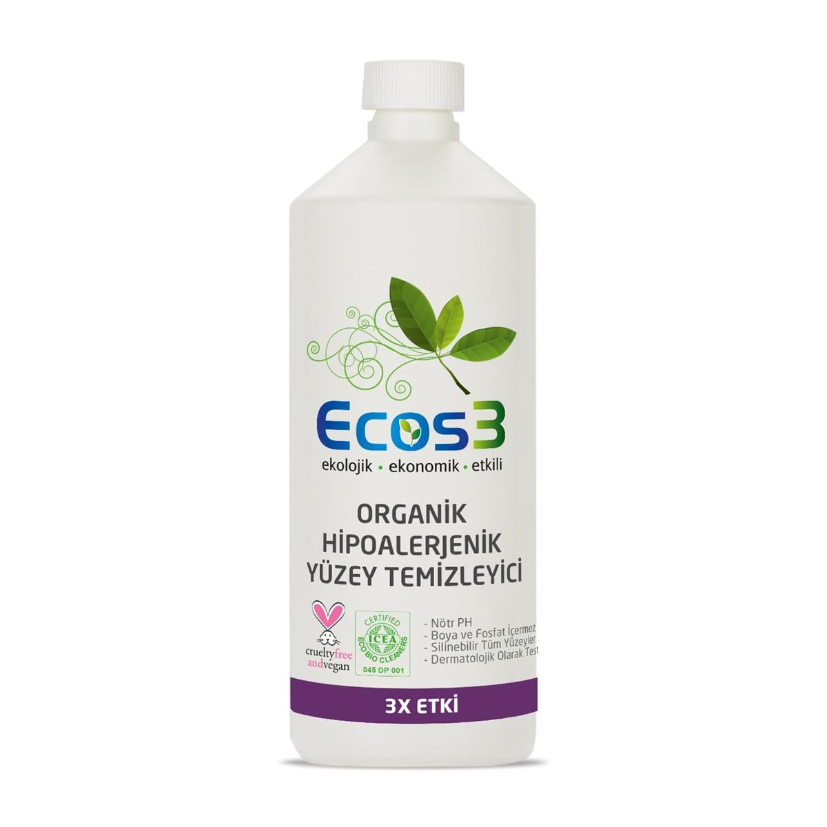 ECOS3 ORGANİK &  HİPOALERJENİK YÜZEY TEMİZLEYİCİ (1000 ML)