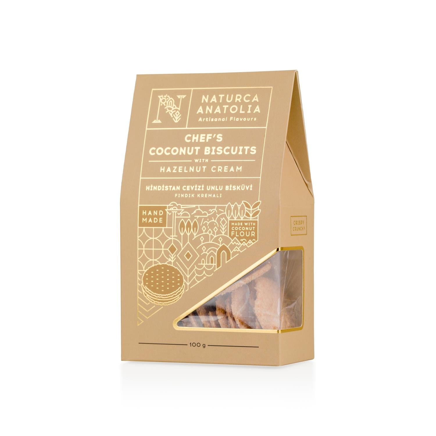 Fındık Kremalı Hindistan Cevizi Unlu Bisküvi 100gr - Naturca